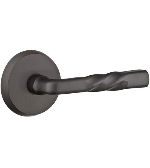 Sandcast Bronze Montrose Lever with Round Rose, Emtek 7056MT