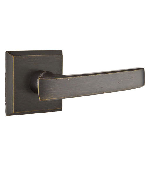 Sandcast Bronze Yuma Lever with Square Rose, Emtek 7061YM