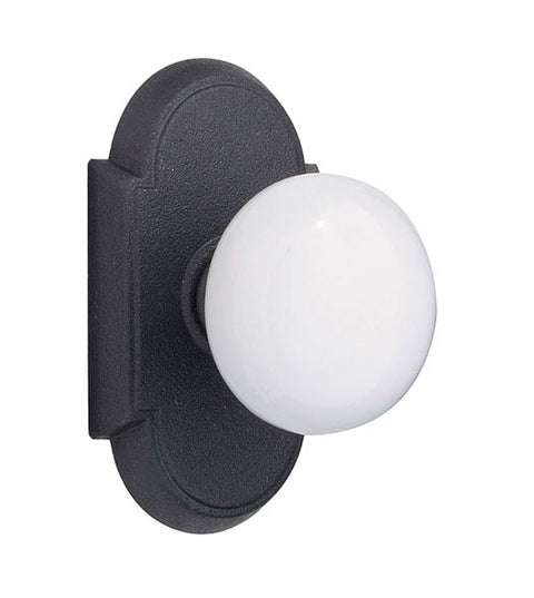 Porcelain Madison Ivory Knob with Traditional Arched Rose, Emtek 7051MI