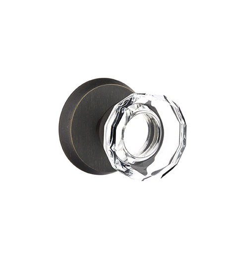 Lowell Clear Crystal Knob with Round Rose, Emtek 7056LW