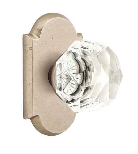 Sandcast Bronze Diamond Knob with Arched Rosette, Emtek 7058CK