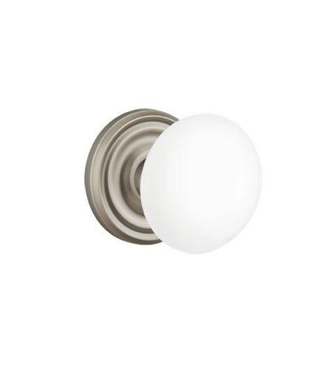 Ice White Porcelain Knobset with Regular Rosette, Emtek 8050IW
