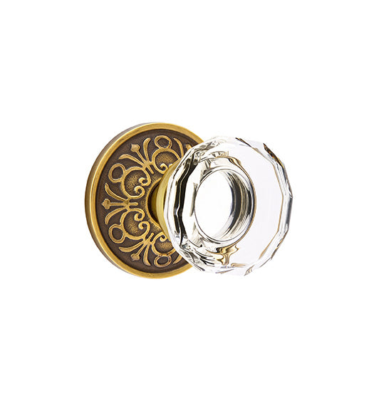Crystal Lowell Knob with Lancaster Rose, Emtek 8056LW