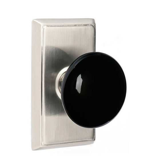 Ebony Knob with Rectangular Rose, Emtek 8521EB
