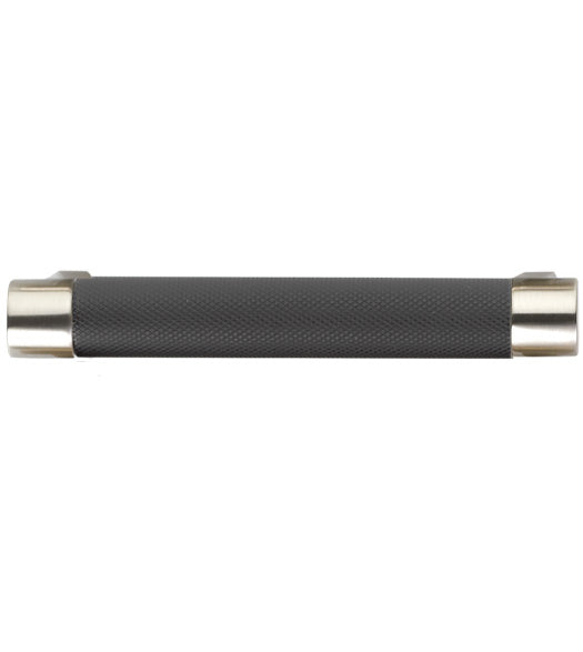 Black Knurled Cabinet Pull with Polished Nickel Mounts, Emtek 84052RECUS14KNUS19