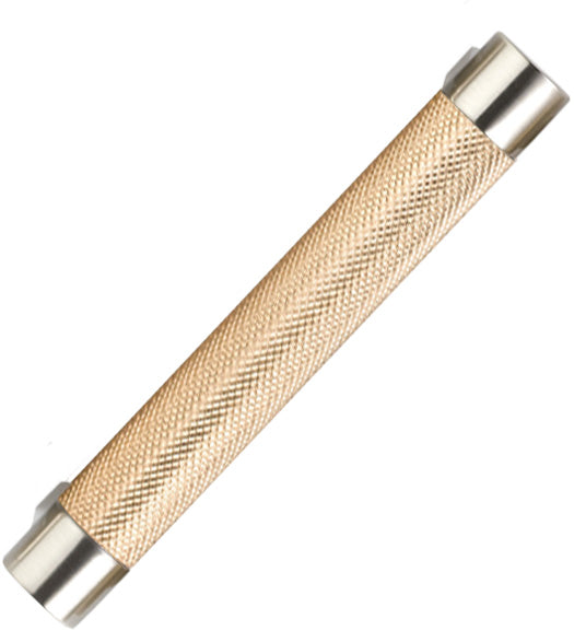 Satin Copper Knurled Cabinet Pull with Satin Nickel Mounts, Emtek 84052RECUS15KNSCU