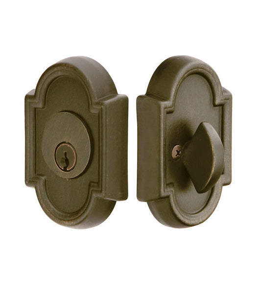 Arched Tuscany Bronze Single Cylinder Deadbolt, Emtek 8472