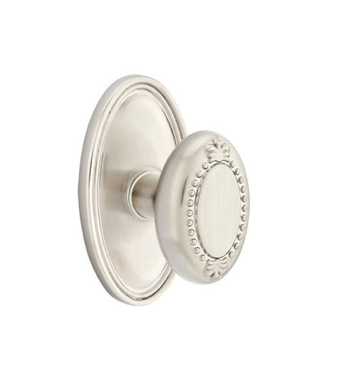Doorware.com Beaded Egg Knobset with Oval Rose, Emtek 8520BE