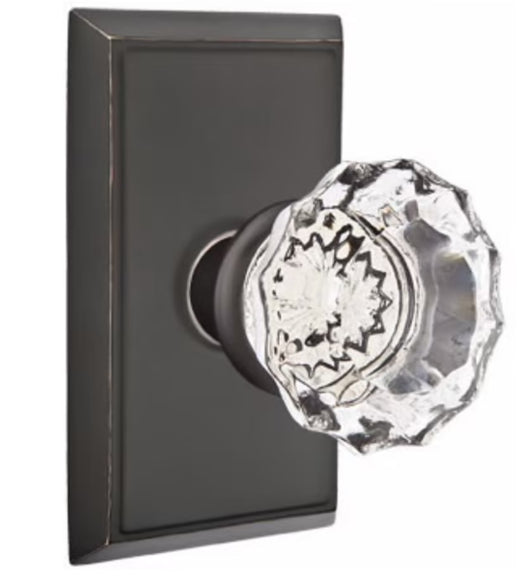 Astoria Crystal Knob with Rectangular Rose, Emtek 8521AS
