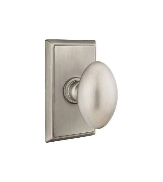 Classic Brass Egg Knob with Rectangular Rosette, Emtek 8521E