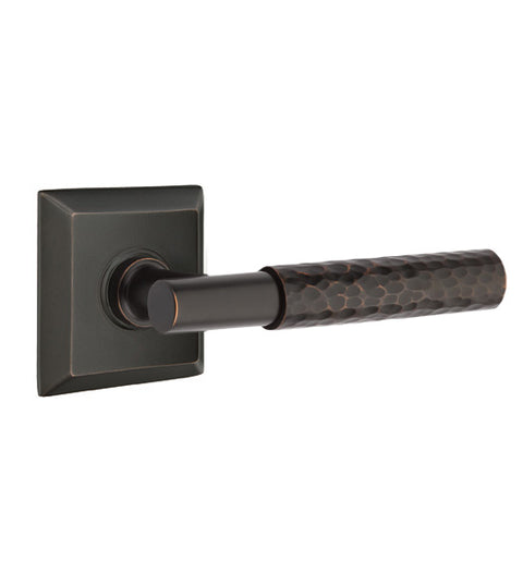 Hammered T-Bar Leverset with Quincy Rose, Emtek 8531TAHA