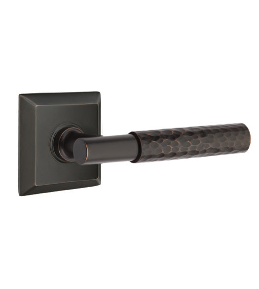 Hammered T-Bar Leverset with Quincy Rose, Emtek 8531TAHA