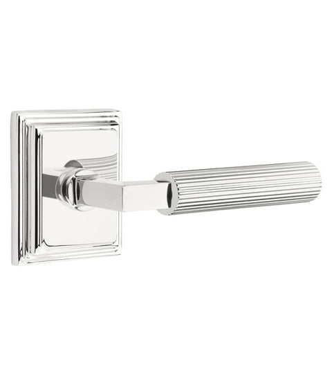 Straight Knurled Lever with Wilshire Rose, Emtek 8561LSSK