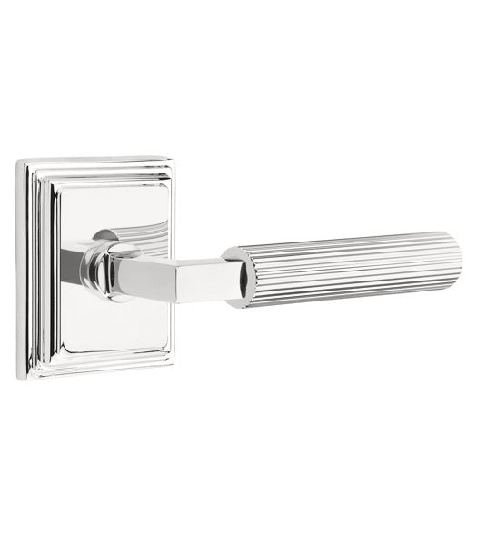 Straight Knurled Lever with Wilshire Rose, Emtek 8561LSSK