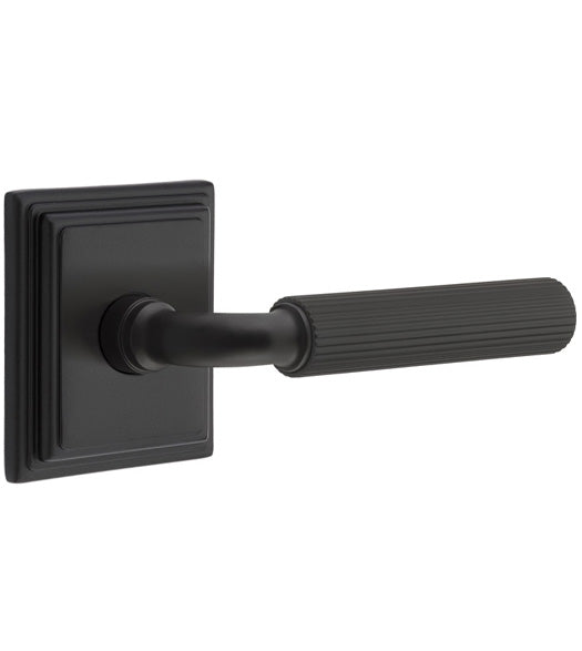 Straight Knurled R-Bar Lever with Wilshire Rose, Emtek 8561RASK