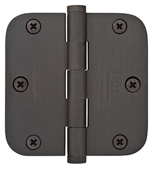 3-1/2 x 3-1/2 x 5/8 Radius Residential Steel Hinge, Pair, Emtek 91033