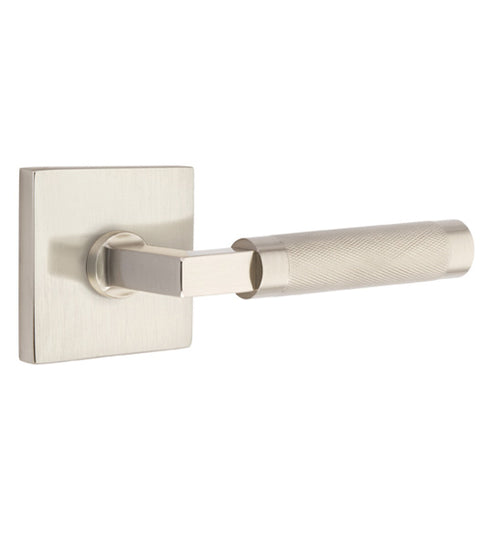 Knurled Lever with Square Rose, Emtek C5050LSKN