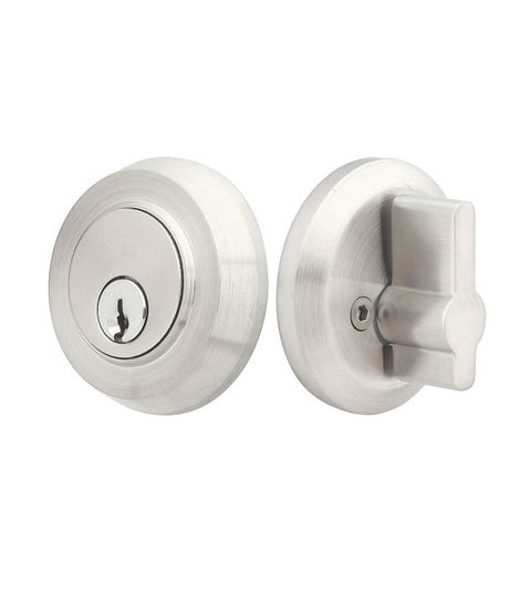 Modern Round Stainless Steel Single Cylinder Deadbolt, Emtek S50001