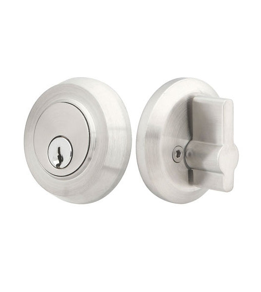 Modern Round Stainless Steel Single Cylinder Deadbolt, Emtek S50001