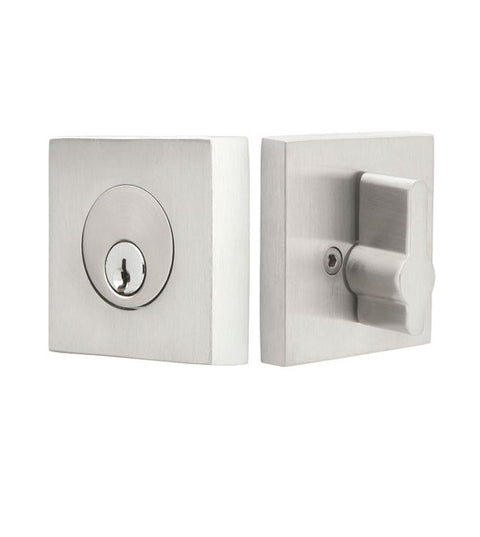 Modern Square Stainless Steel Single Cylinder Deadbolt, Emtek S50003