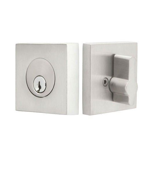Modern Square Stainless Steel Single Cylinder Deadbolt, Emtek S50003