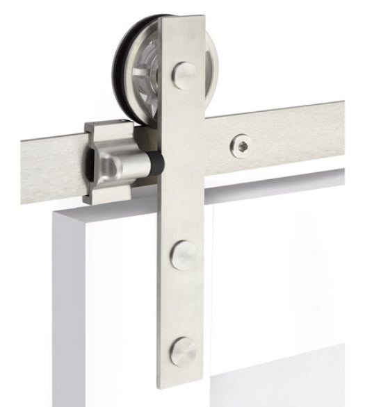 Modern Face Mount Stainless Steel Barn Door Kit, Emtek B1101SS