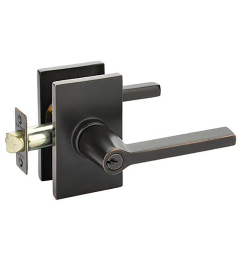 Keyed Helios Lever with Modern Rectangular Rosette, Emtek 5123HLO