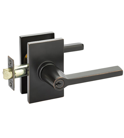 Keyed Helios Lever with Modern Rectangular Rosette, Emtek 5123HLO