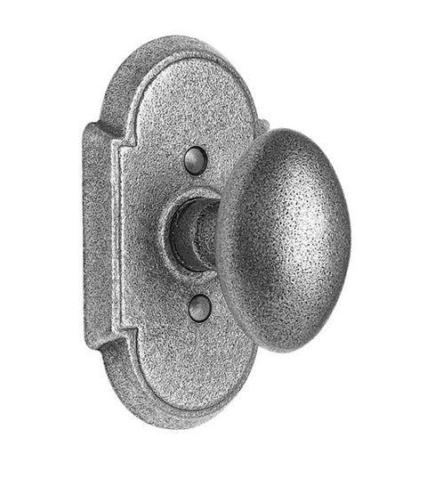 Wrought Steel Egg Knob with Arched Rose, Emtek 7051SV