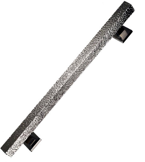 Hammered Square Boulder Door Pull with Square Rosettes, First Impressions BLD125HMRSALRS