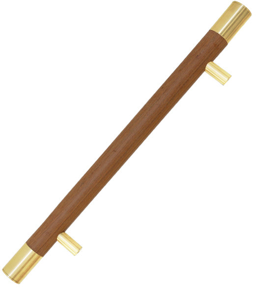 1-1/2 Inch Logan Wood Door Pull with Solid Brass Mounts and Sleeves, First Impressions LOG150SLVSBR