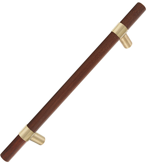 Lake 1-1/2 Inch Wooden Door Pull with Brass Wrap Around Mounts, First Impressions LKE150SBR