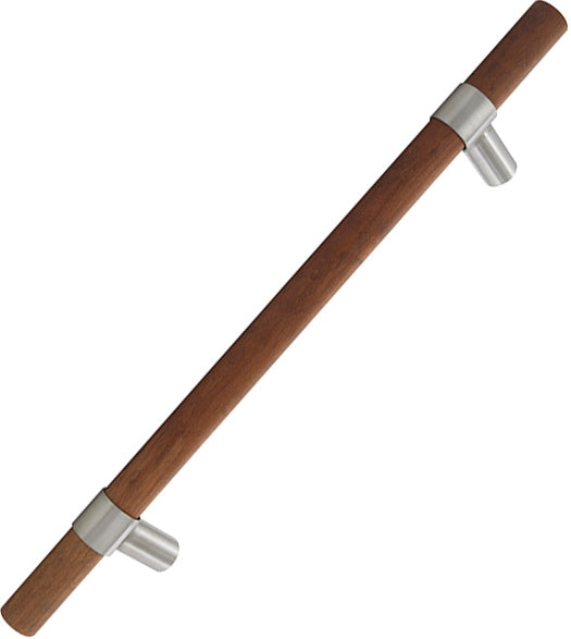 Lake 1-1/2 Inch Wooden Door Pull with Stainless Steel Wrap Around Mounts, First Impressions LKE150SS