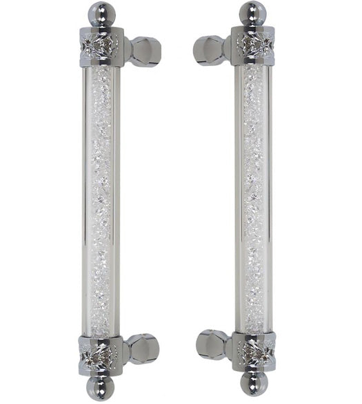 12 Inch Decorative Austrian Crystal Glass Door Pulls, Pair, First Impressions SD-ATL100012SWVSBR
