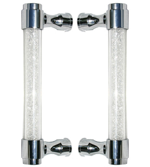 12 Inch Contemporary Bling Glass Door Pull Set, First Impressions SD-ATL05F012