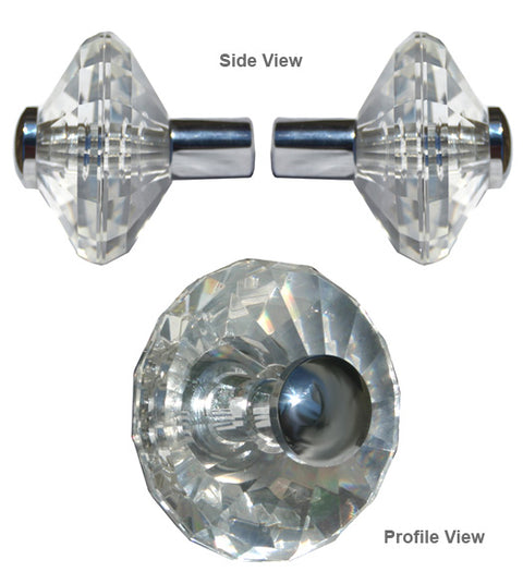 Doorware.com Large 4 Inch Crystal Shower Door Knob Pair, First Impressions SD-CRK4/4