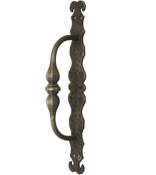 Hand Forged Old World Door Pull with Backplate, First Impressions SNJ5014FRDSST
