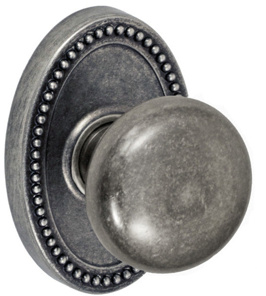 Doorware.com Half Round Knob With Oval Beaded Rose, Fusion 01-B7