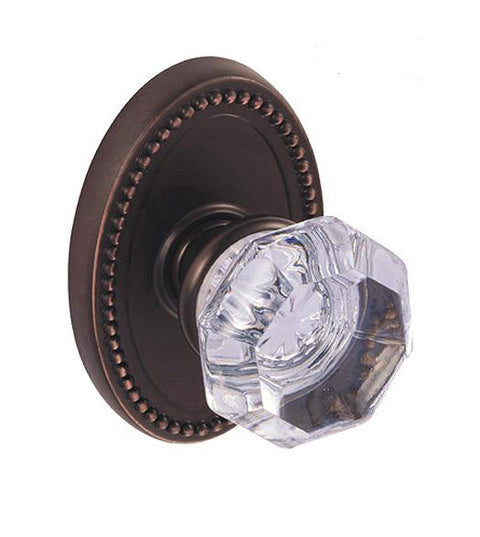 Doorware.com Clear Victorian Glass Knob With Oval Beaded Rose, Fusion 16-B7