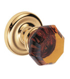 Amber Victorian Glass Knob With Radius Rose, Fusion 17-B2