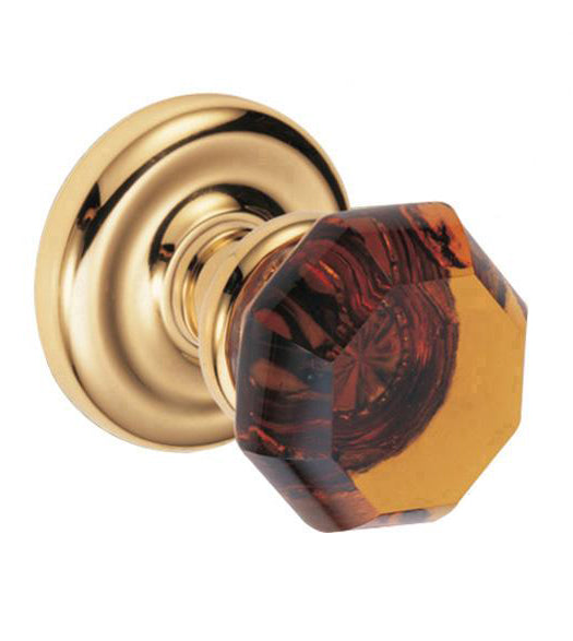Doorware.com Amber Victorian Glass Knob With Radius Rose, Fusion 17-B2
