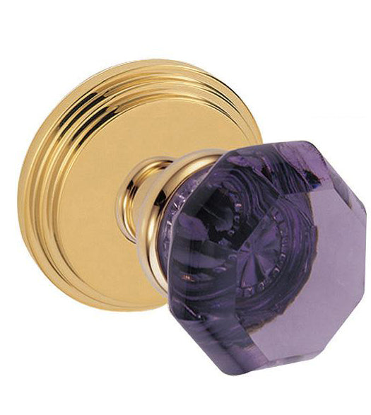 Doorware.com Violet Victorian Glass Knob With Stepped Rose, Fusion 18-B1