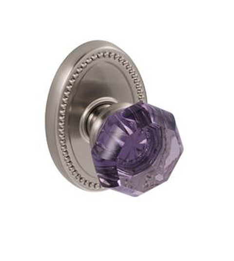 Doorware.com Violet Victorian Glass Knob With Oval Beaded Rose, Fusion 18-B7