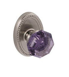 Violet Victorian Glass Knob With Oval Beaded Rose, Fusion 18-B7