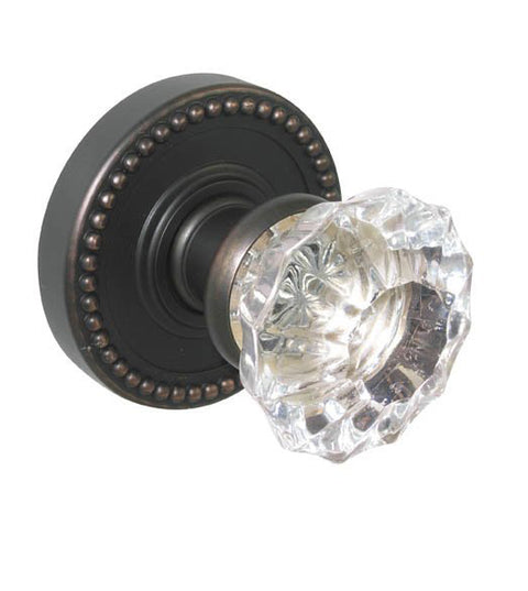 Doorware.com Clear Scalloped Glass Knob With Beaded Rose, Fusion 19-B6