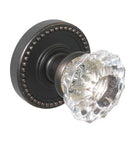 Clear Scalloped Glass Knob With Beaded Rose, Fusion 19-B6