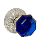 Victorian Cobalt Blue Glass Knob With Floral Rose, Fusion 23-D8