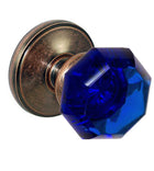 Doorware.com Cobalt Blue Glass Knobset with Cambridge Rose, Fusion 23-Z2
