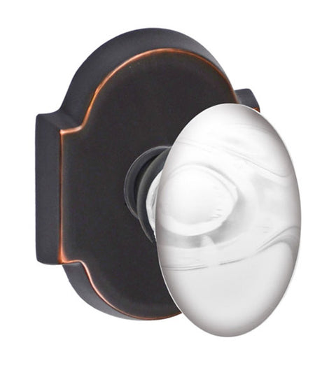 Doorware.com Glass Egg Knob with Arched Rose, Fusion 28-E3