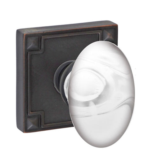 Doorware.com Clear Glass Egg Knob with Sonoma Rose, Fusion 28-E4